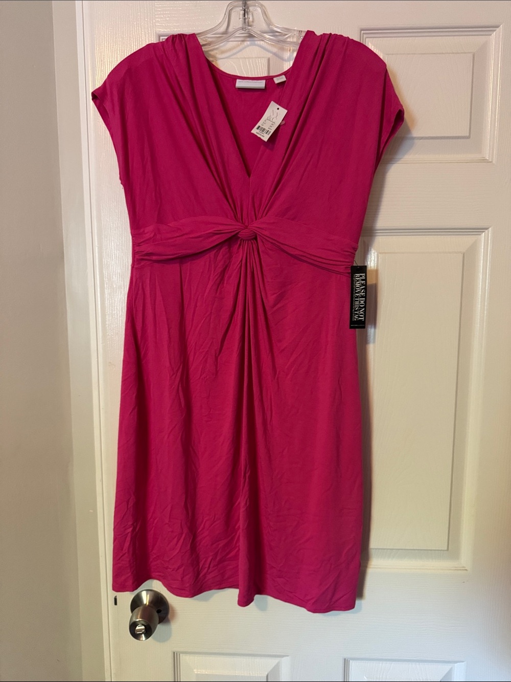 New York & Company Fuchsia Twist-Front Dress
